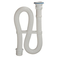 Сифон гофрированный 1-1/2" х 40 белый, с пластиковой решеткой D-70