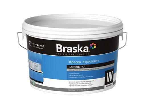 Краска акриловая моющаяся Braska