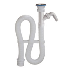 Сифон гофрированный 1-1/2&quot; х 40 белый, с одним отводом