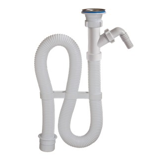 Сифон гофрированный 1-1/2" х 40 белый, с одним отводом