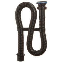 Сифон гофрированный для раковины и мойки 1 1/2"х40 с гофрированной трубой 40х40, черный Orio