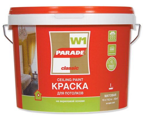 Краска для потолков на акриловой основе Parade W1
