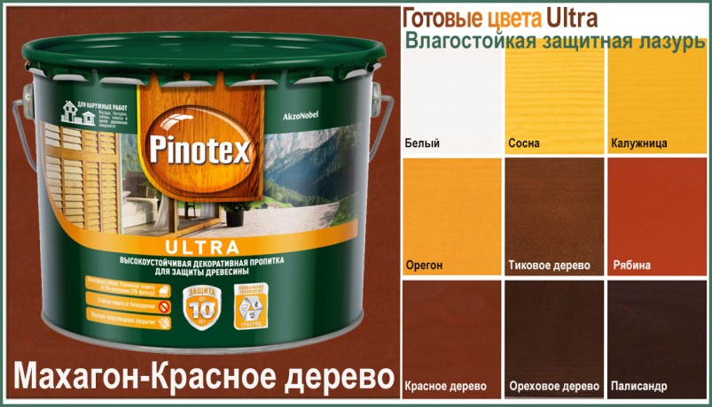 Пропитка декоративная для защиты древесины Пинотекс Ультра
