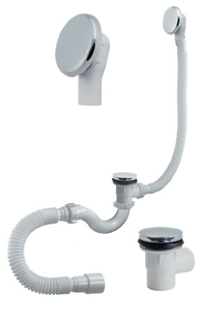 Сифон для ванны 1-1/2’’ x 40, «S» тип, «клик-клак», с переливом, с гибкой трубой 40х40/50 мм Orio