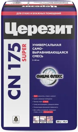 Пол наливной универсальный самовыравнивающийся армированный [от 3 да 60 мм] Ceresit CN 175
